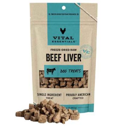 beef liver, vital essentials, treats, freeze dried, topper