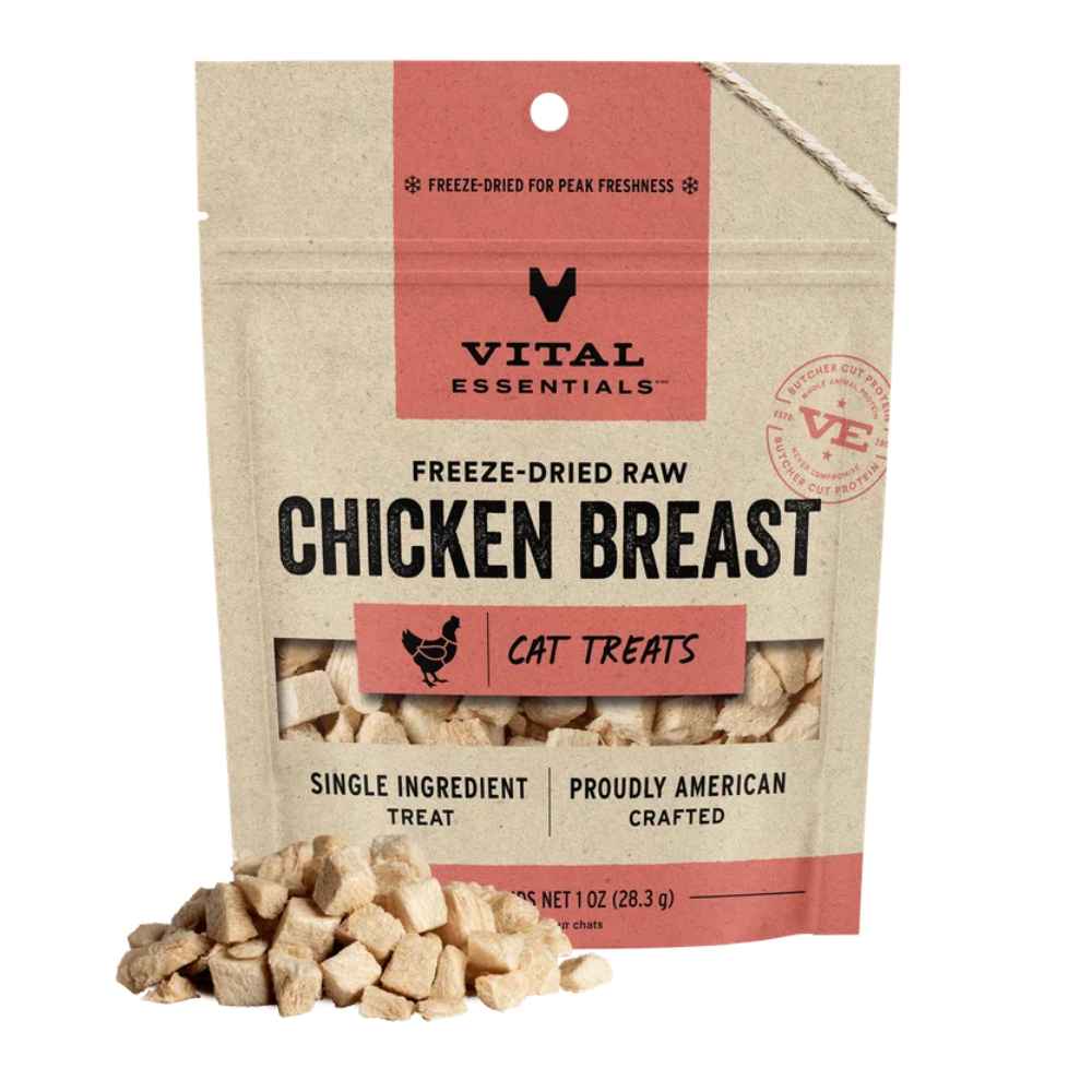 Vital Essentials® Freeze-Dried Chicken Breast Cat Vital Essentials Cat Chicken Breast, VE, Vital Essentials, chicken, chicken breast, freeze-dried, treat