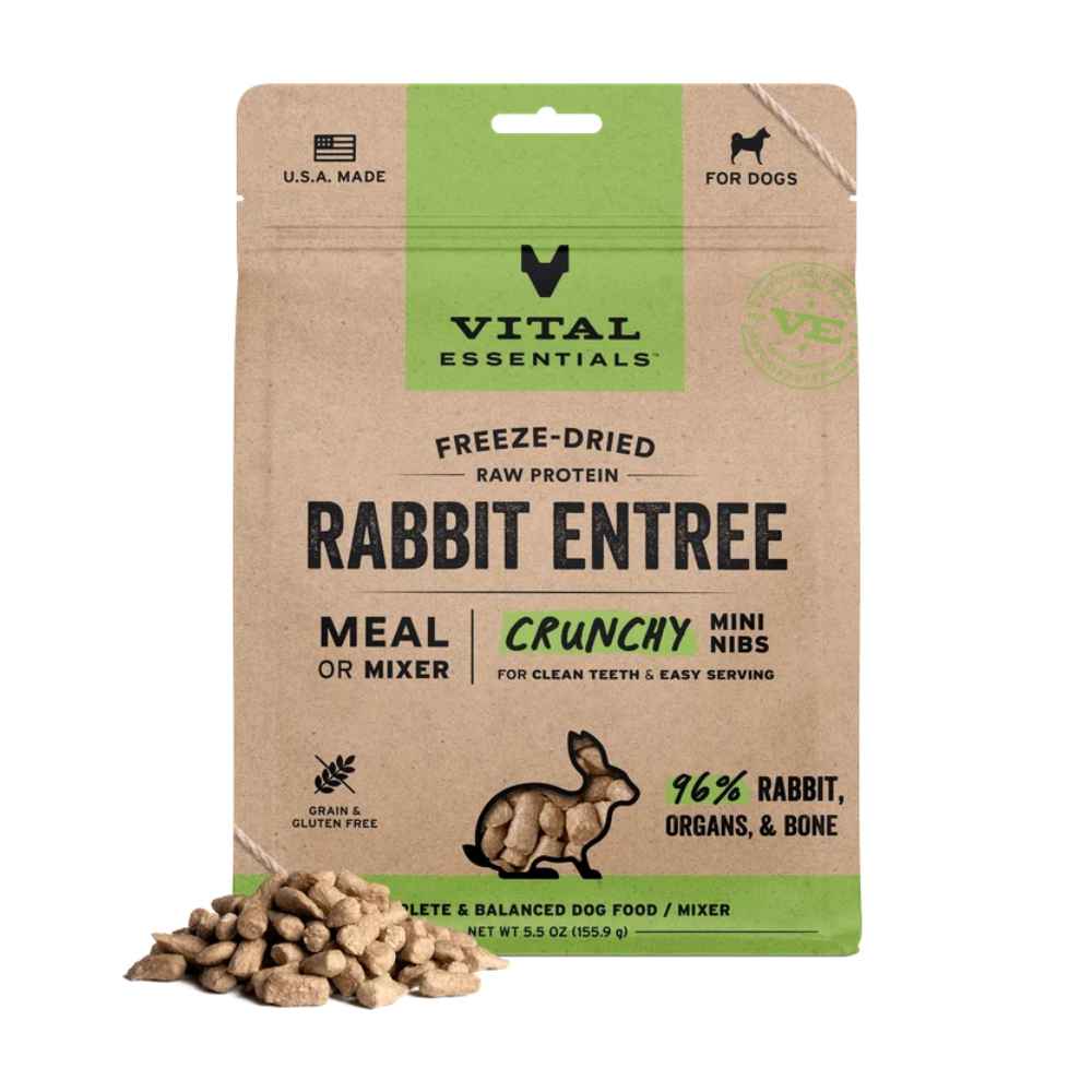VE RABIT ENTREE DOG MINI NIB Vital Essentials Rabbit Entree Mini Nibs Dog, Vital Essentials, VE, Mini Nibs, Dog, Entree, Freeze-dried Food, Freeze-dried, Treat, Food